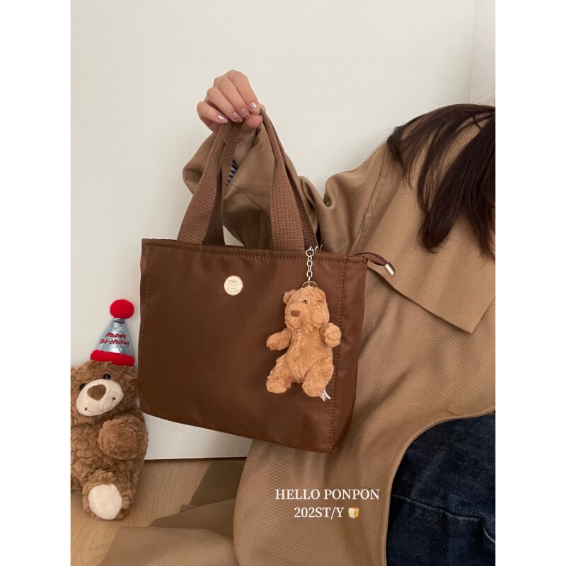 韩秋冬新品自制棕色手提包轻便尼龙文件单肩包上课通勤平板斜挎包,箱包皮具/热销女包/男包,通用款女包,淘宝优惠券,粉丝福利购,淘宝优惠卷