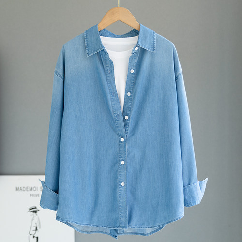 防晒牛仔衬衫女宽松休闲
