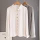 出口外贸高端女装 弹力百搭职业上衣打底衫 白色加绒保暖衬衫 女长袖