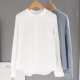 日系设计感小众衬衣打底衫 女长袖 纯棉立领白衬衫 外贸出口高端女装