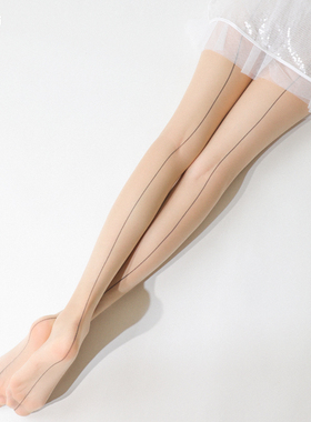 复古后竖线高透丝袜女夏季一线裆性感超薄黑丝高级竖线丝滑连裤袜