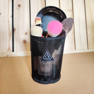 2025新款3ce化妆包女便携大容量笔袋刷子收纳包高级感黑色网纱包