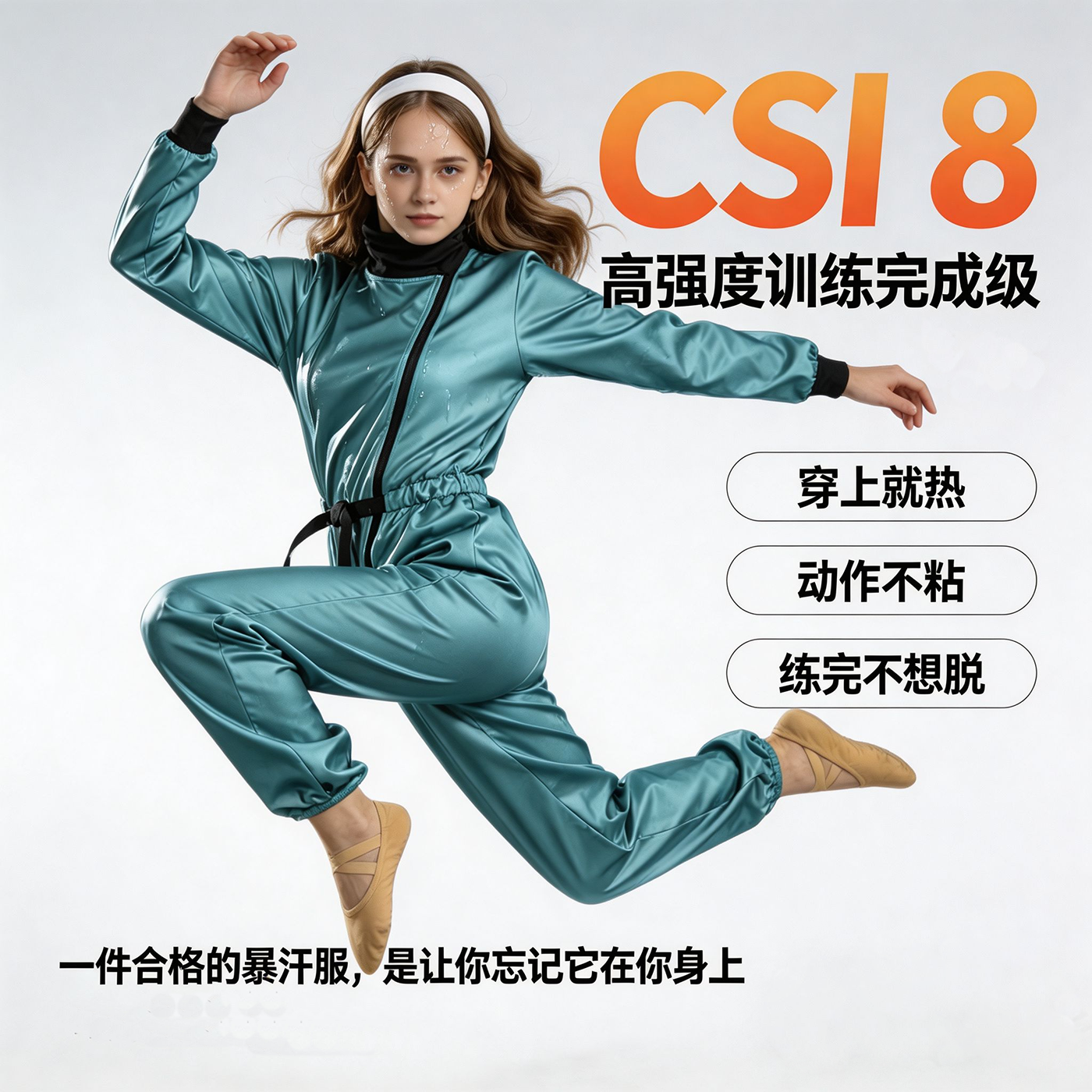 Badylepa暴汗服连体服高弹不粘身