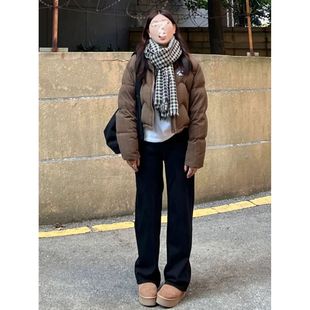 黑色直筒牛仔裤女春秋潮酷辣妹简约新款高腰显瘦修身烟管窄版ins