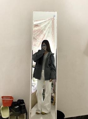 美式高腰白色微喇牛仔裤女春季新款宽松显瘦百搭垂感喇叭拖地裤子