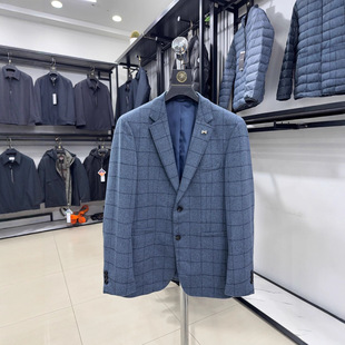 【H家】100绵羊毛！格子加厚保暖平驳领春秋男士西服外套4U088A