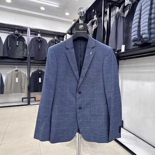 【H家】挺括有型！舒适微弹 简约商务范！春季休闲格子西服1Y021A