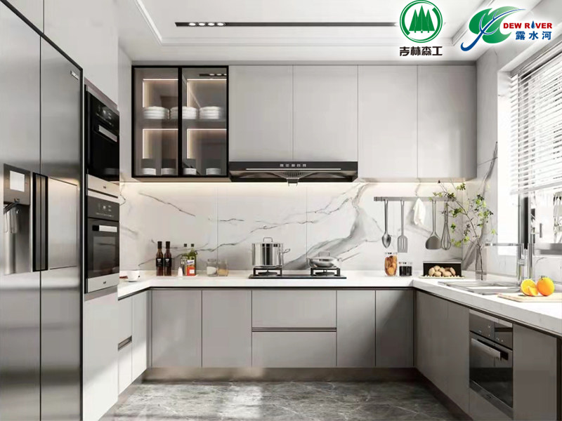 郑州现代简约整体厨房厨柜定做橱柜门板石英石台面露水河e0灶台柜