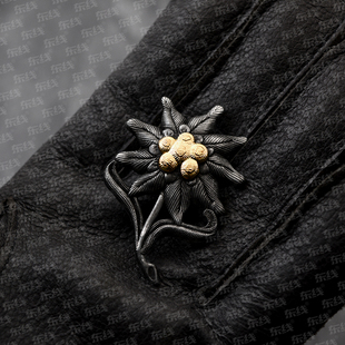 复刻做旧山地雪绒花猎兵师叶子橡树叶胸针胸章徽章