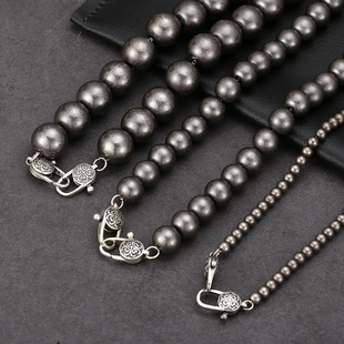 燕子主推s925纯银复古男女同款 做旧圆珠项链手链简约银珠简约百搭