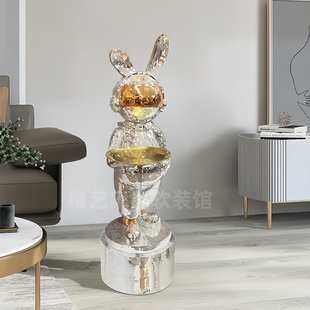 太空人玄关托盘钥匙收纳暴力熊蓝牙客厅沙发旁落地摆件存钱罐大气