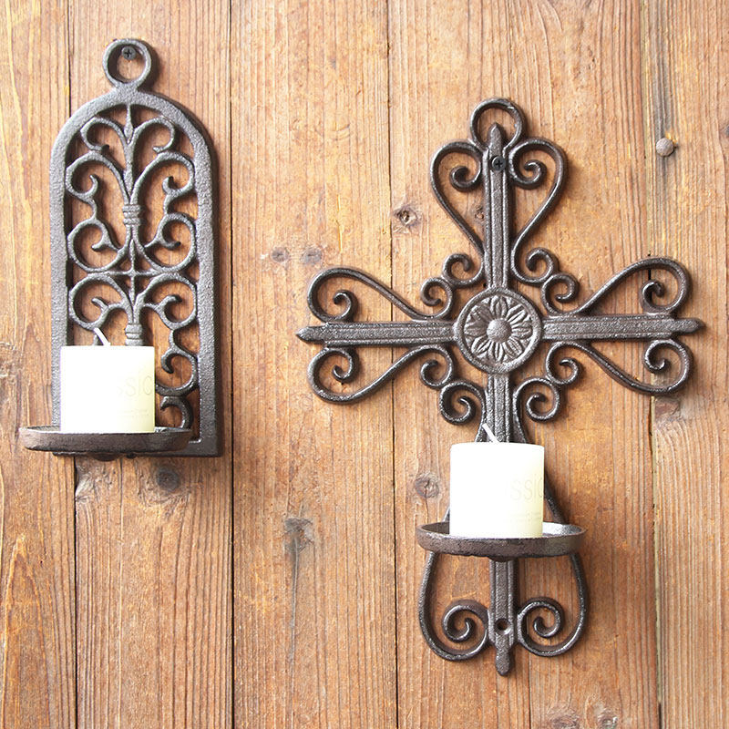 欧式壁挂铸铁烛台 复古铁艺墙面装饰家居花园庭院壁饰挂件蜡烛台,家居饰品,烛台,淘宝优惠券,粉丝福利购,淘宝优惠卷