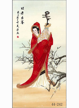 中国画人物画字画客厅餐厅沙发背景墙墙面贴画挂画四美图昭君出塞