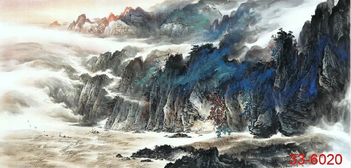 国画山水画风水画三峡风光泼彩字画客厅办公室装饰画h-6020