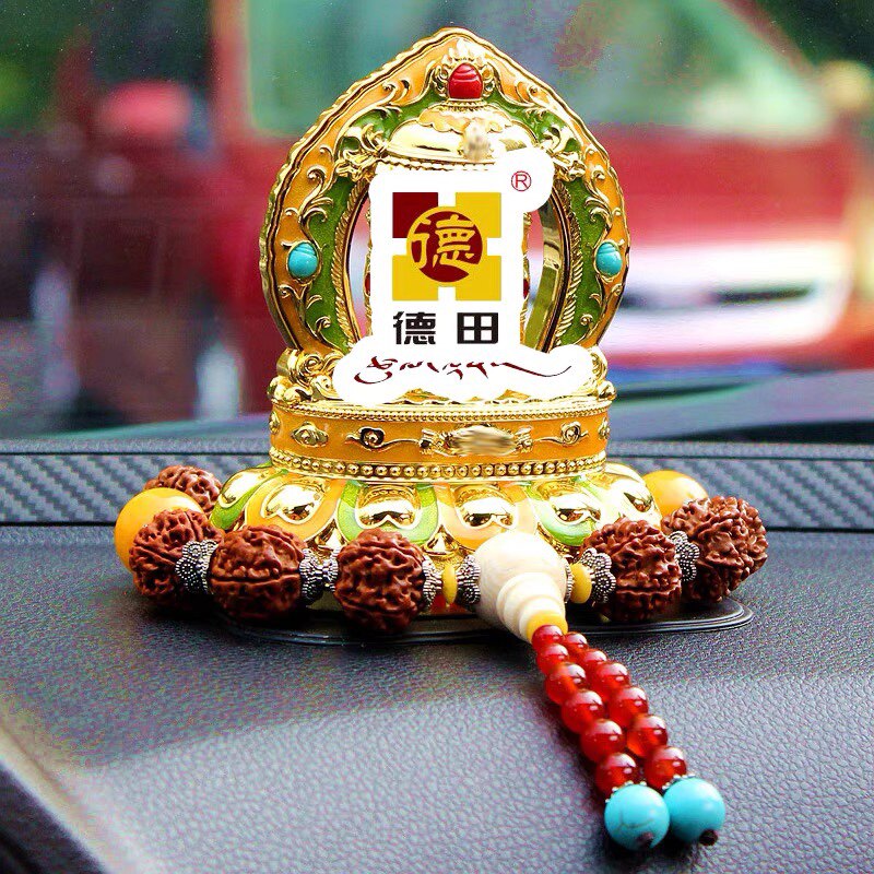 德田车载太阳能汽车车内中控台装饰品摆件高级感男士高端旋转平安