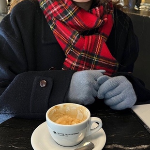 (特)mini轻巧款 红色圣诞小围巾 仿羊绒新年温柔格子流苏格纹