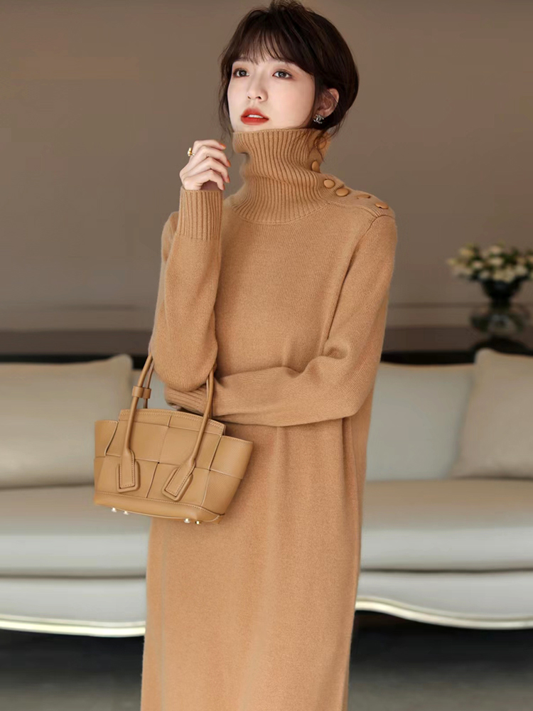 配大衣针织连衣裙女打底毛衣裙