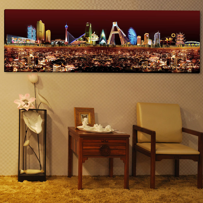 成都装饰画 茶馆饭店餐馆包房背景画 大幅面挂画 老旧全景装饰