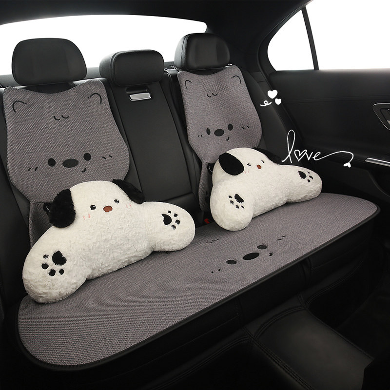 汽车坐垫四季通用秋冬季网红座垫女士高级感座椅套半包三件套座套