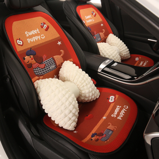 汽车坐垫四季通用冬季可爱卡通座垫新款半包座椅套女士高级感座套
