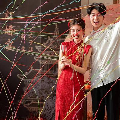 手彩带领证抛XOW婚庆亲婚礼派对订婚氛围感乔迁生结日拍照接手扔