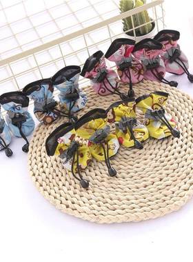 宠物狗鞋软子一套4只泰款SJS迪比熊透气底鞋反狗光防滑春夏室内鞋