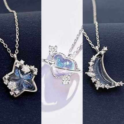 闺蜜时装项链吊坠星月三件套学生感项链小0259众设计配质饰女尚气