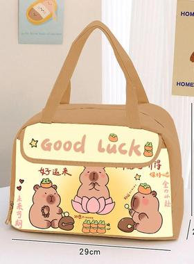 卡巴拉保温袋油可爱水卡通豚便当袋防水皮放保41温带饭包学生手提