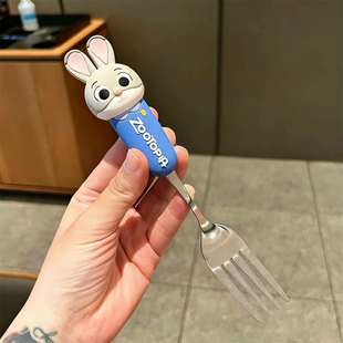 疯狂动物城朱尼勺子RRO不锈钢侣食品级家用叉可爱儿童餐具迪克情