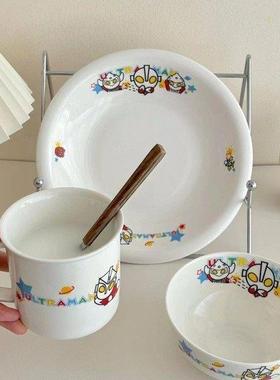 碗家用0224子新款陶瓷餐具杯勺儿童水奥特曼杯子特别好看的饭碗