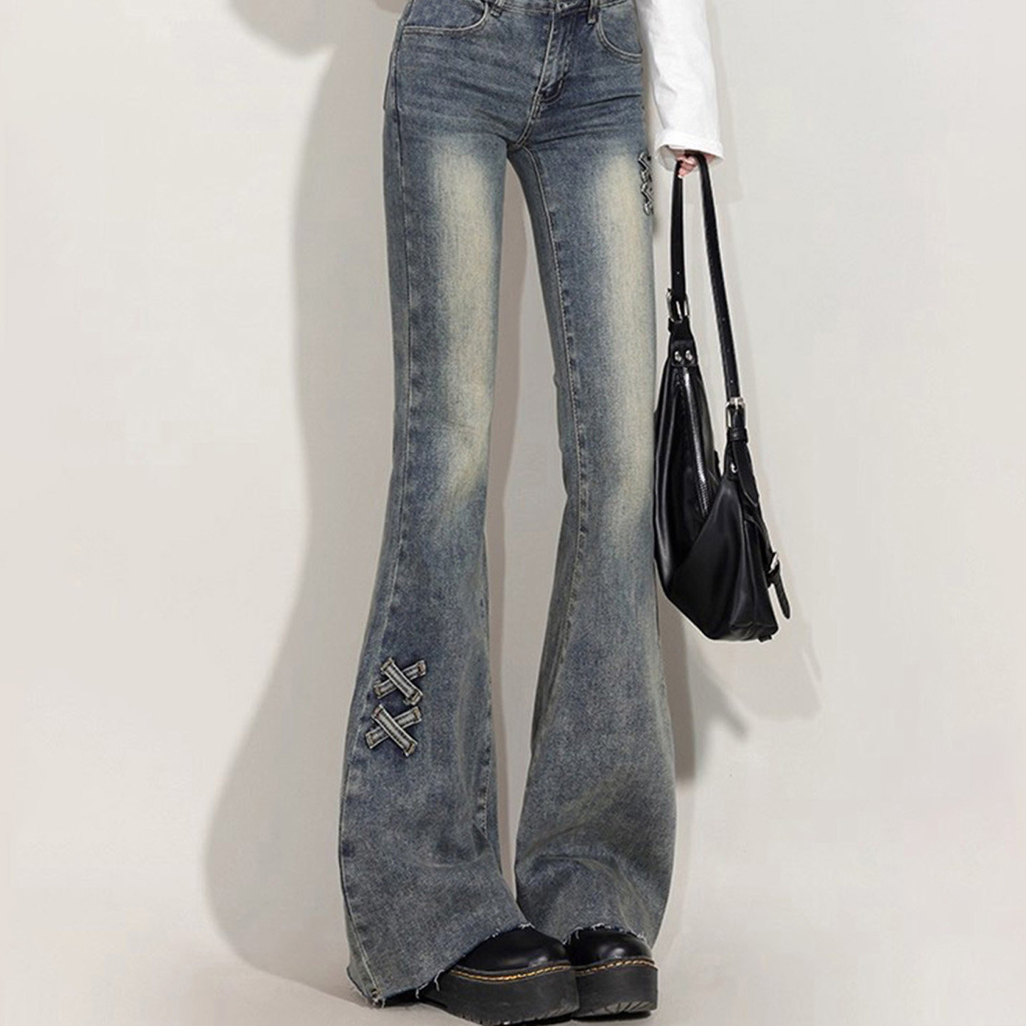 女童喇叭裤春季新款洋气儿童弹力微喇裤中大童女孩韩版春装牛仔裤