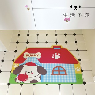 生活予你格子小屋浴室脚垫卫生间门口耐脏防滑垫硅藻泥吸水速干垫