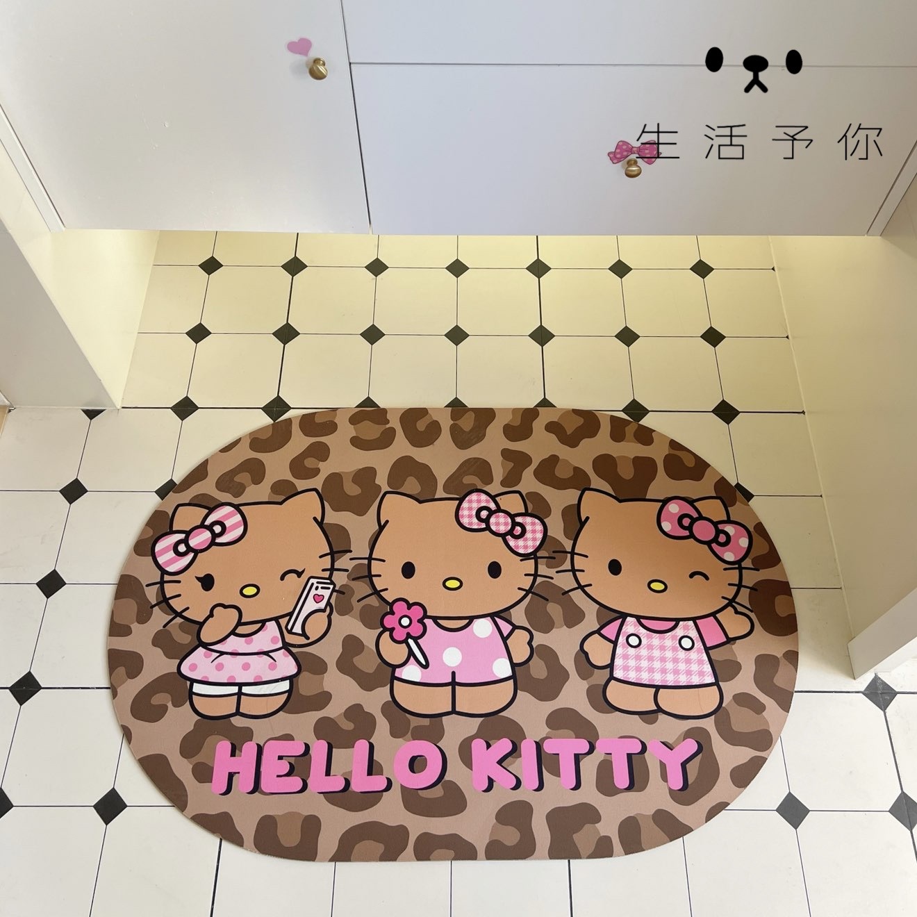 生活予你豹纹猫咪浴室脚垫卫生间门口耐脏防滑垫硅藻泥吸水速干垫