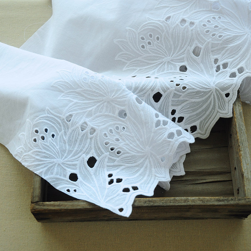 36cm白色纯棉刺绣蕾丝花边全棉镂空绣花棉布花边裙摆装饰面料辅料
