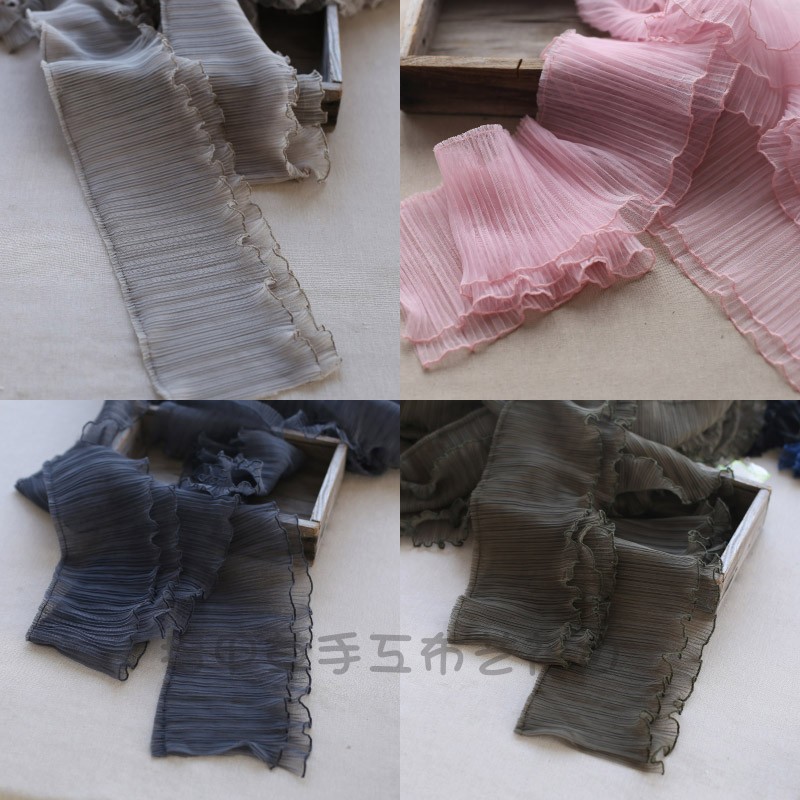 双层网纱褶皱蕾丝花边