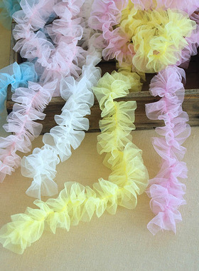 5CM宽浅蓝白色花边花朵手工衣边裙子帽子装饰黄色新品辅料蕾丝12