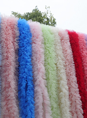 加密新款蓬蓬裙摆立体蕾丝花边面料窗帘背景洛丽塔装饰黑色胭脂