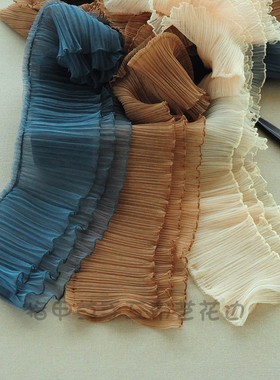 15CM灰蓝色小波浪荷叶边蕾丝花边洛丽塔公主裙边木耳边杏色22新款