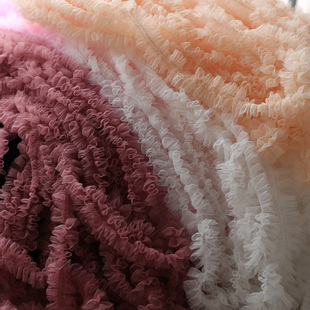 5厘米蓬蓬纱蕾丝花边褶子加密褶皱荷叶边裙子领口装饰纱边辅料