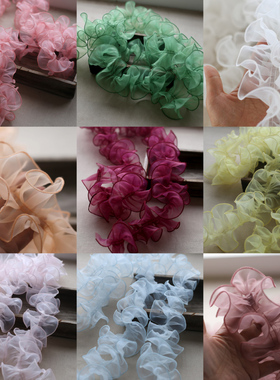 10CM宽欧根纱褶皱花边加密缩褶蓬蓬花边蕾丝辅料手工衣服手腕花