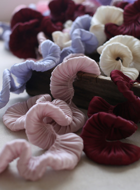 3CM复古风花边辅料双层褶皱超柔软水晶闪光缎蕾丝花边裙摆衣边