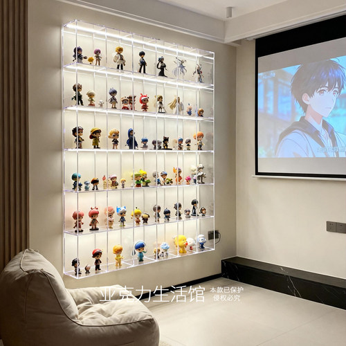 亚克力透明带灯展示盒手办柜定制