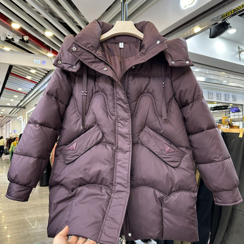 韩版连帽中长款棉服宽松加厚保暖