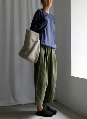 艺间出品日系休闲纯棉宽松文艺薄卫衣2025春秋廓型中性感蓝灰色