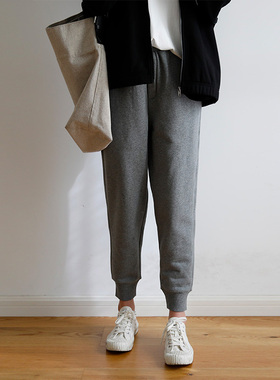 艺间出品 简约女秋冬一条过冬 超厚实加绒收口卫裤休闲裤品质 特