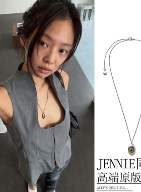 Jennie同款项链vintage复古做旧猫眼石中古设计感眼睛吊坠毛衣链