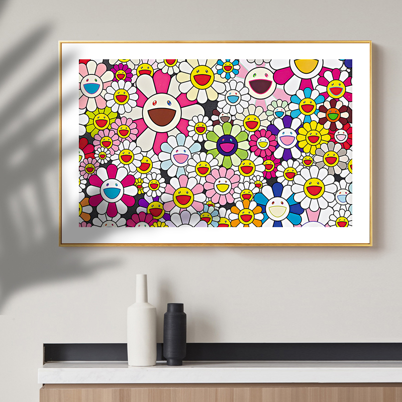 村上隆太阳花卡通哆啦a梦电表箱装饰画电闸配电箱遮挡免打孔挂画