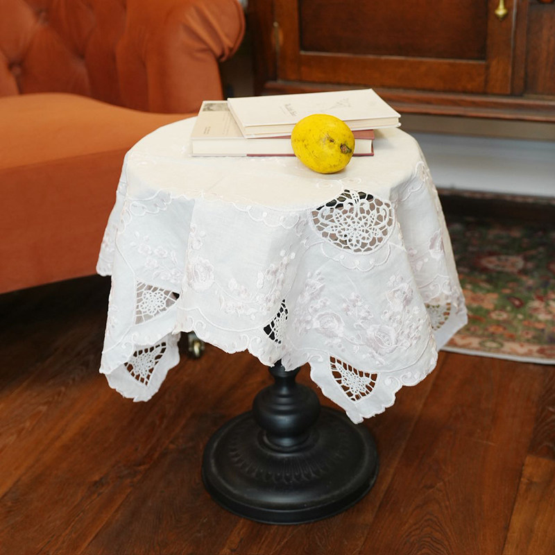 美式田园风刺绣镂空方形桌布茶几洗衣机冰箱多功能盖巾