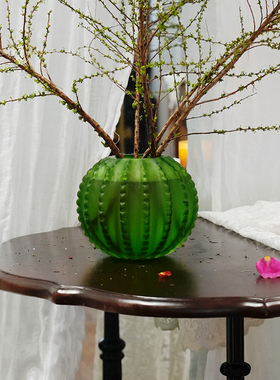 欧式仙人掌系列磨砂矮款琉璃花瓶18.5*16cm居家装饰摆件15084-160