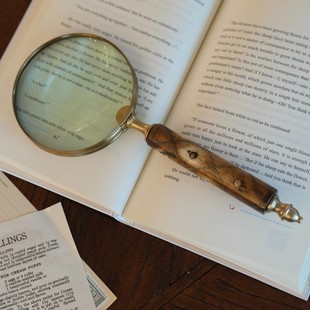 2cm 4811306 饰摆件25 印度进口黄铜复古牛骨手柄放大镜装